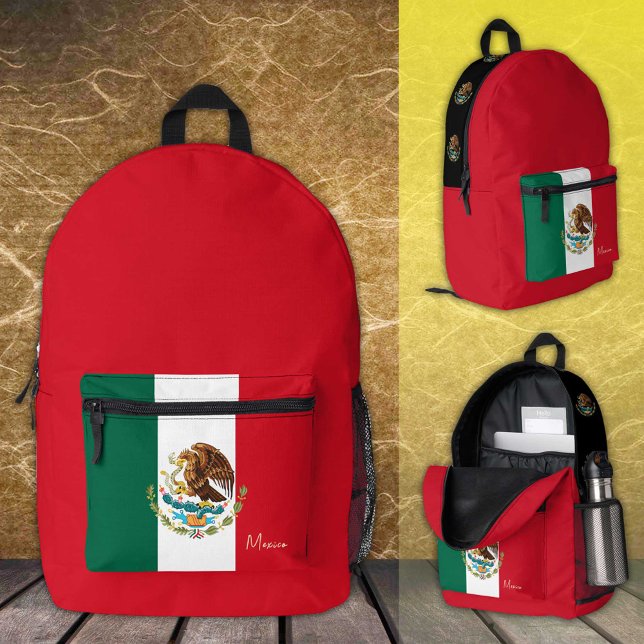 Mexiko, Roter Rucksack, mexikanische Flagge / patr Bedruckter Rucksack (Von Creator hochgeladen)