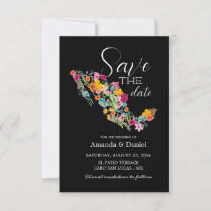 Mexiko Save the Date Hochzeitsblumen-Einladung