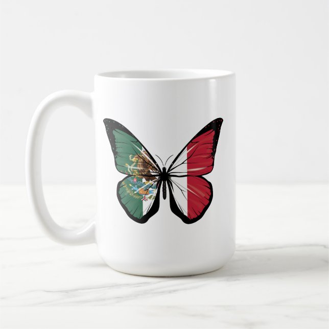 Mexiko-Schmetterlingsflagge Kaffeetasse (Links)