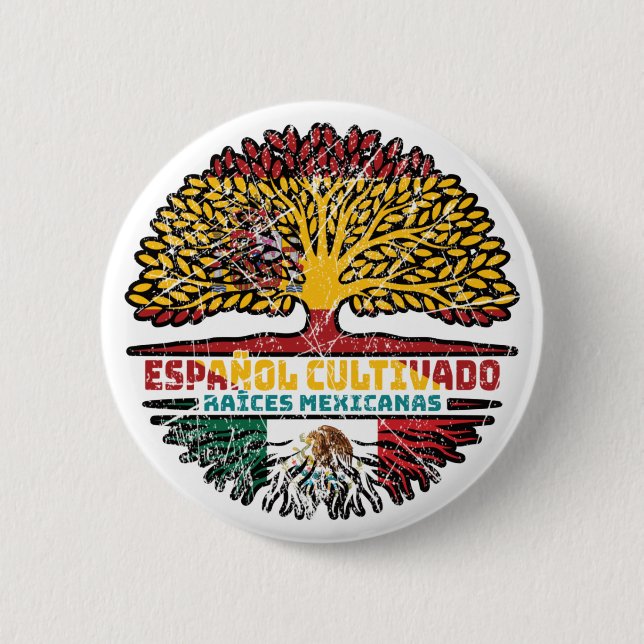 Mexiko - Spanien - Roots-Flagge Button (Vorderseite)