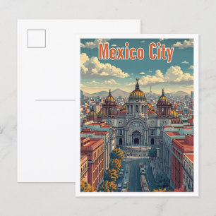 Mexiko-Stadt Mexiko Künstlerische Reiseillustratio Postkarte
