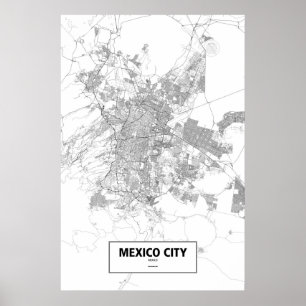 Mexiko-Stadt, Mexiko (schwarz auf weiß) Poster
