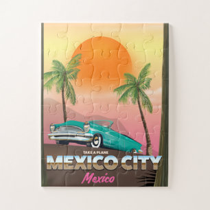 Mexiko-Stadt, Mexiko Urlaubs-Plakat Puzzle