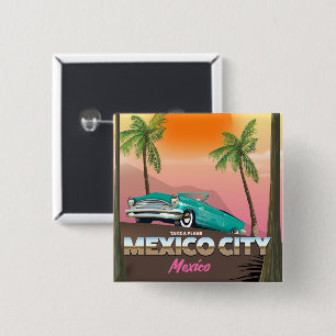 Mexiko-Stadt, Mexiko-Urlaubsposter Button