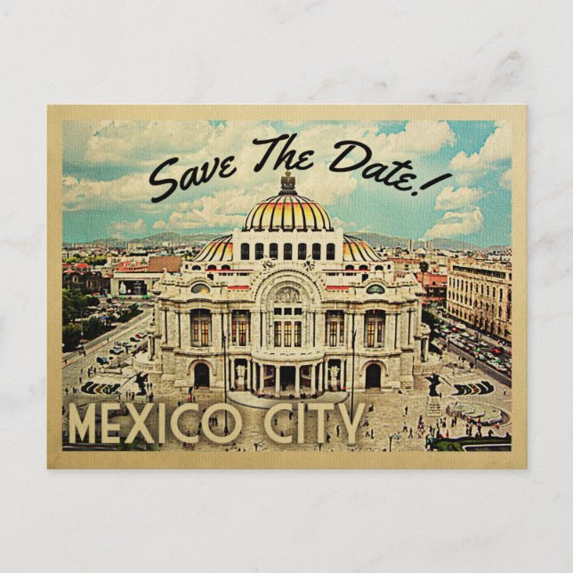 Mexiko-Stadt Save the Date Palacio de Bellas Artes Ankündigungspostkarte (Vorderseite)