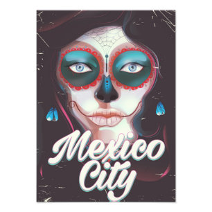 Mexiko-Stadt-Tag des toten Reiseplakats Fotodruck