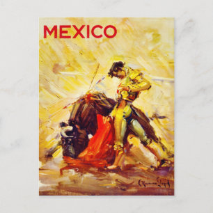 Mexiko-Stierkämpfer-Vintage-Plakat restauriert Postkarte