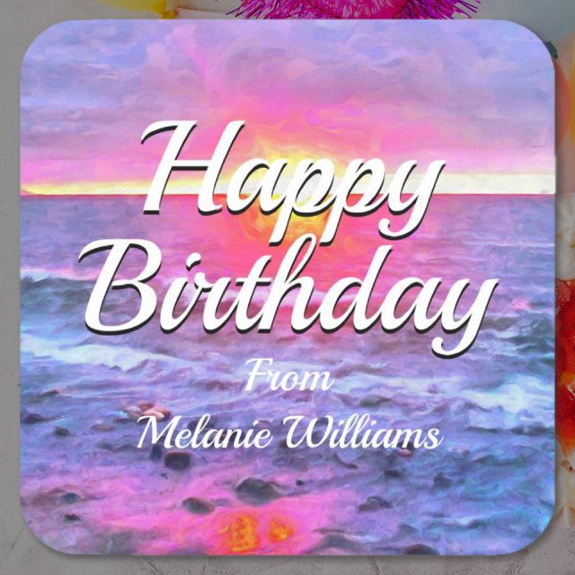 Mexiko Sunset Geburtstag 2009 Quadratischer Aufkleber (Von Creator hochgeladen)