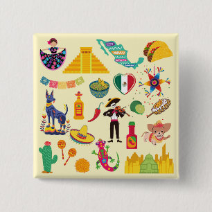 Mexiko-Symbole Button