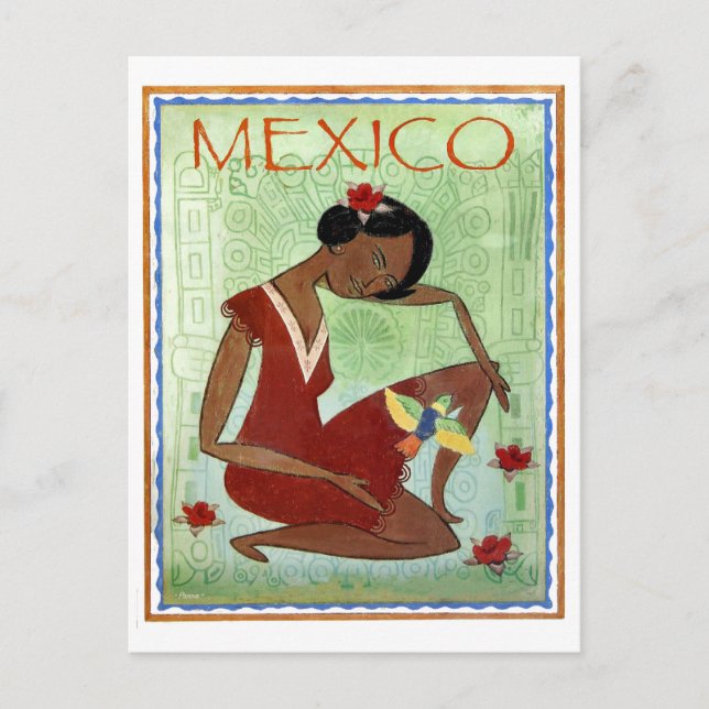 Mexiko, traditionelle mexikanische Kunst, rotes Kl Postkarte (Vorderseite)