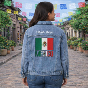 Mexiko und mexikanische Fahne - Weißer Personalisi Jeansjacke