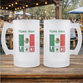 Mexiko und Mexiko: Grüne Persönlichkeit der Flagge Mattglas Bierglas