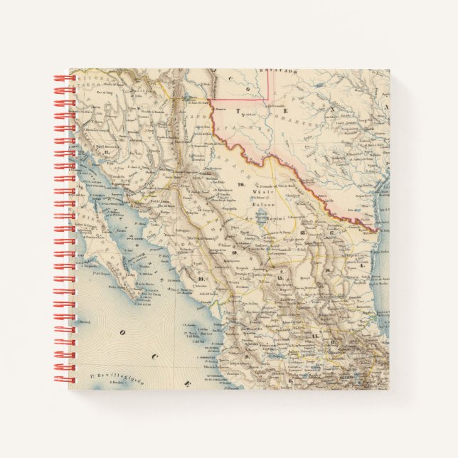 Mexiko und Texas Karte Notizbuch (Vorderseite)