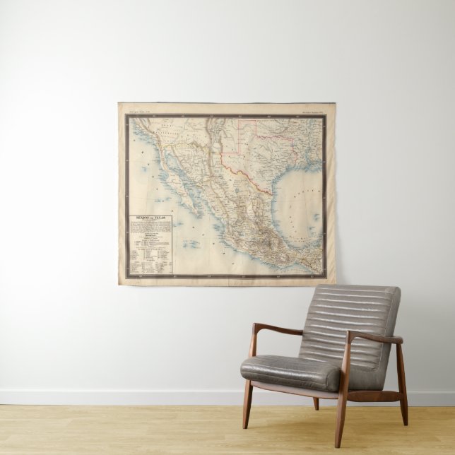 Mexiko- und Texas-Karte Wandteppich (Beispiel (Horizontal))