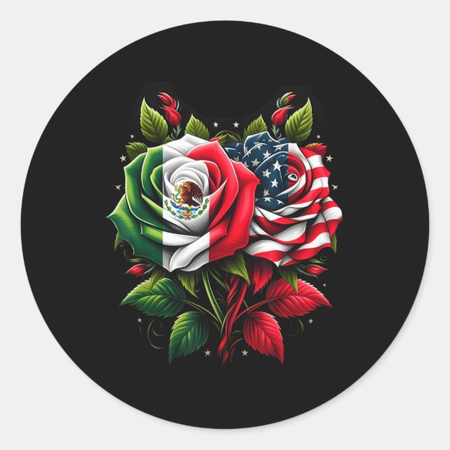 Mexiko-USA-Flagge mexikanische Flagge American Fla Runder Aufkleber (Vorderseite)