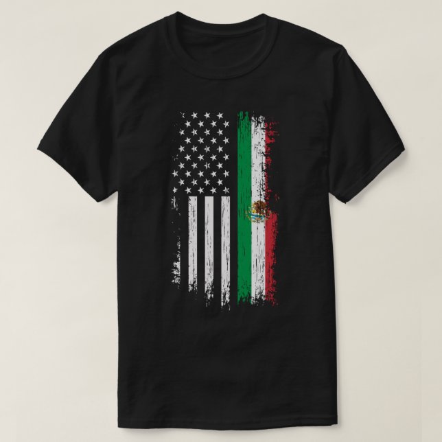 Mexiko USA Grown Roots mexikanische Flagge Pullo T-Shirt (Design vorne)