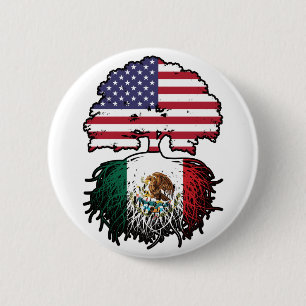 Mexiko USA Tree Roots Flag Button