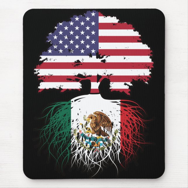 Mexiko USA Tree Roots Flag Mousepad (Vorne)