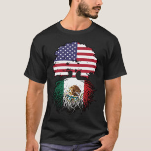 Mexiko USA Tree Roots Flag T-Shirt