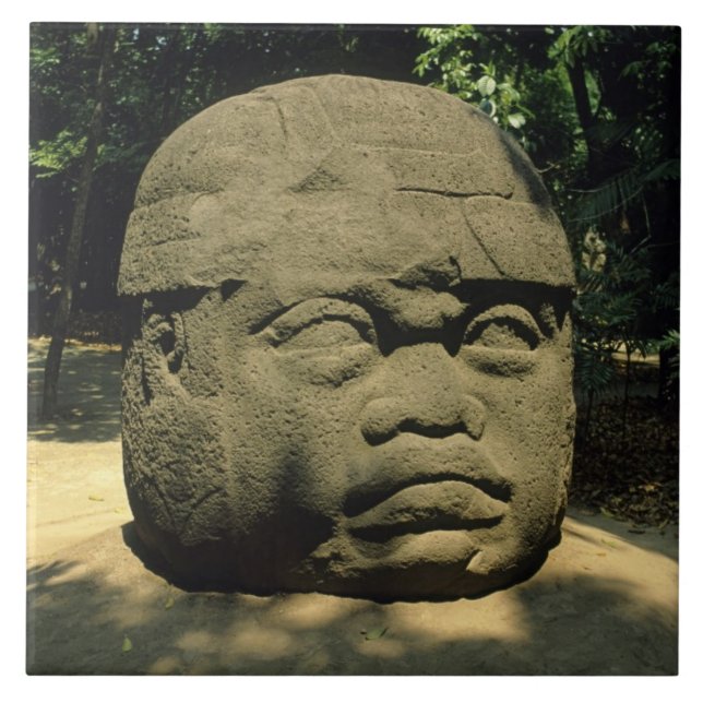 Mexiko, Villahermosa, riesiger Olmec-Kopf, La Vent Fliese (Vorderseite)