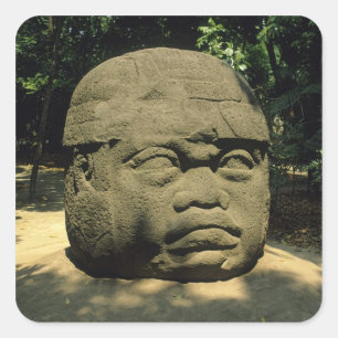 Mexiko, Villahermosa, riesiger Olmec-Kopf, La Vent Quadratischer Aufkleber