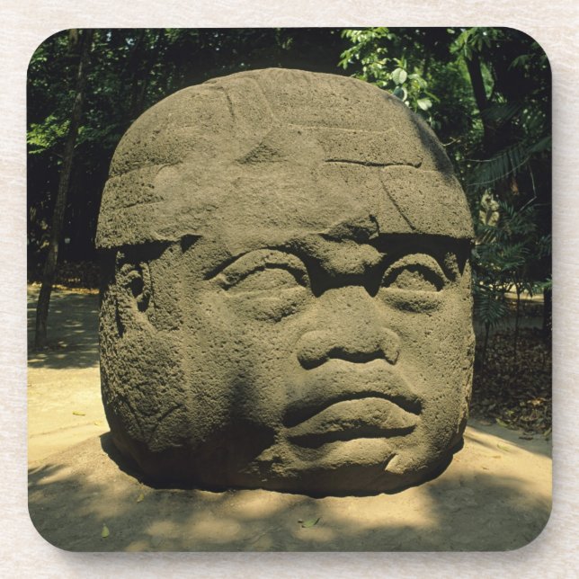 Mexiko, Villahermosa, riesiger Olmec-Kopf, La Vent Untersetzer (Vorderseite)