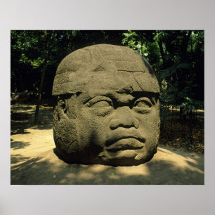 Mexiko, Villahermosa, riesiger Olmekenkopf, La Ven Poster