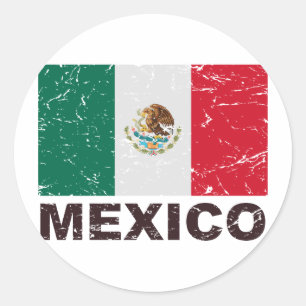 Mexiko Vintage Flagge Runder Aufkleber