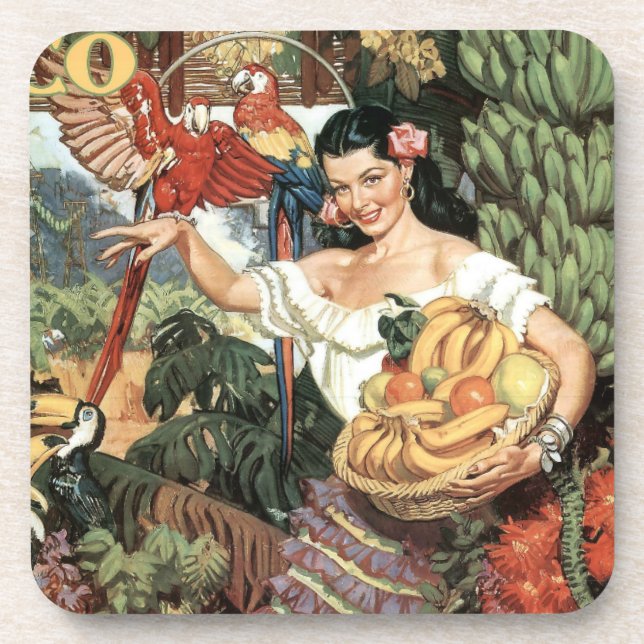 Mexiko Vintage-Reiseuntersetzer Untersetzer (Vorderseite)