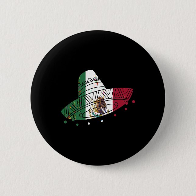Mexiko Vintager mexikanischer FlaggenPride Hat Tij Button (Vorderseite)