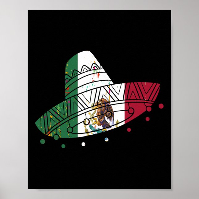 Mexiko Vintager mexikanischer FlaggenPride Hat Tij Poster (Vorne)