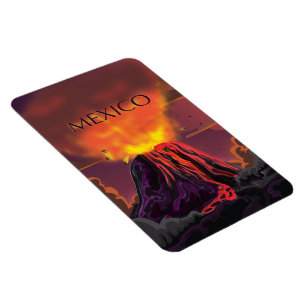 Mexiko Volcano Reiseplakat Magnet