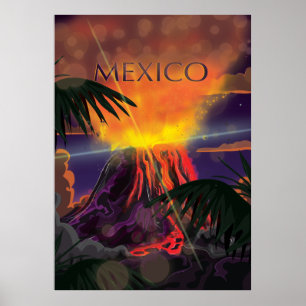 Mexiko Volcano Reiseplakat Poster
