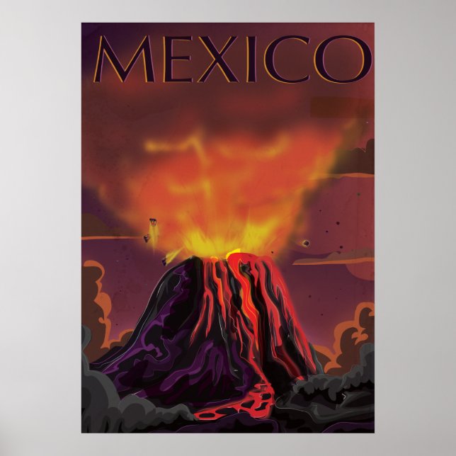 Mexiko Volcano Reiseplakat Poster (Vorne)