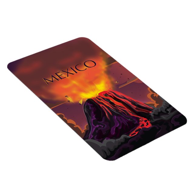 Mexiko Vulkan Reiseplakat Magnet (Rechte Seite)