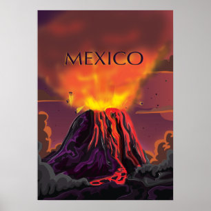 Mexiko Vulkan Reiseplakat Poster