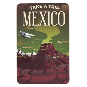 Mexiko Vulkan Vintage-Reiseposter Magnet