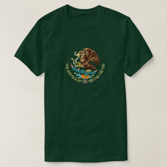 Mexiko-Wappen Der grüne T - Shirt des Mens (Design vorne)