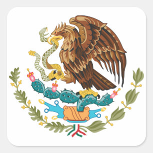 Mexiko-Wappen - Flagge von Mexiko Quadratischer Aufkleber