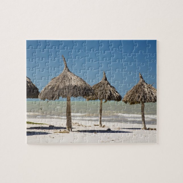 Mexiko, Yucatan-Halbinsel, Progreso. Strohdach Puzzle (Horizontal)