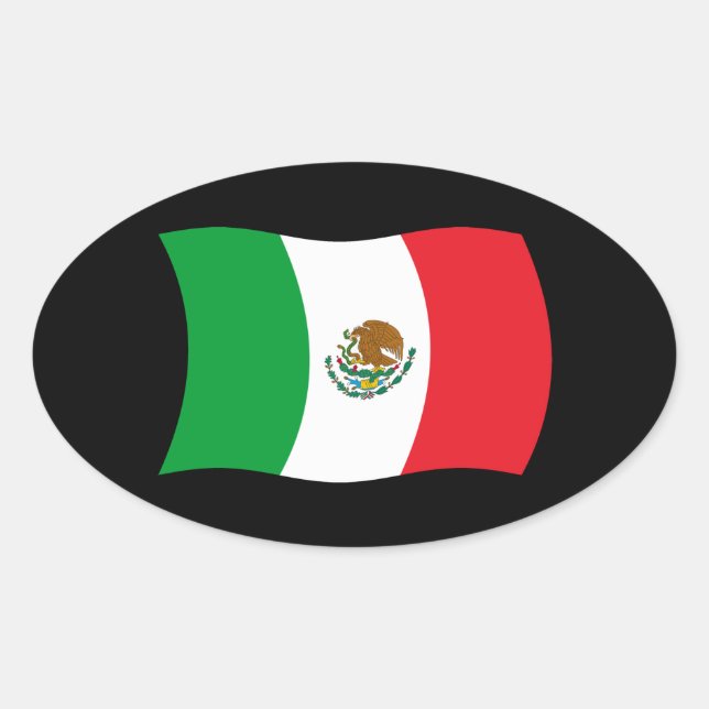 Mexikos Flaggenaufkleber Ovaler Aufkleber (Vorderseite)