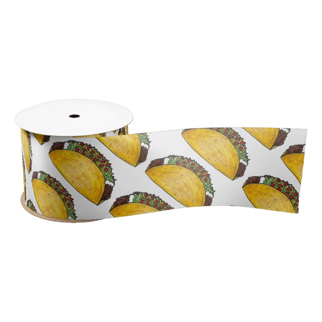 Mexikos Food Cinco de Mayo Taco Tacos Print Ribbon Satinband (Spule)