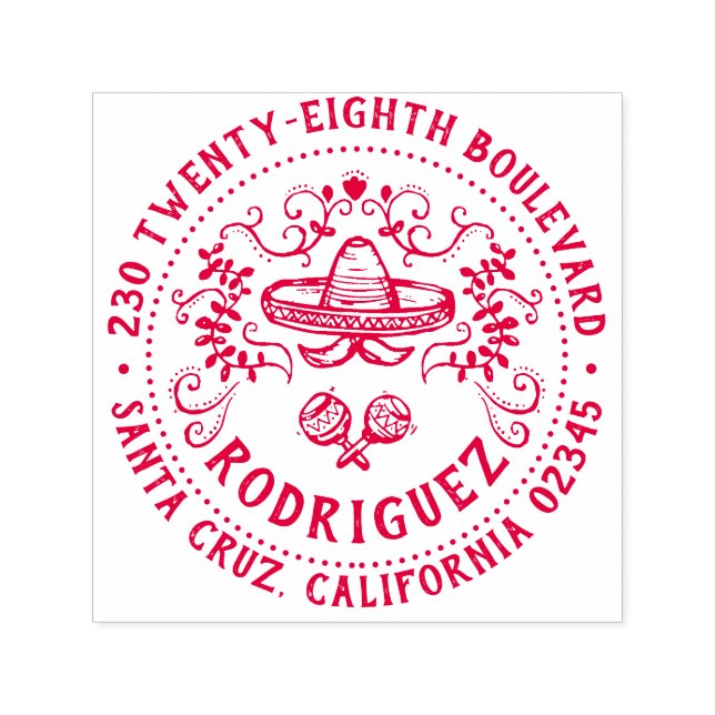 Mexikos Sombrero Familienname Runde Rücksendeadres Permastempel (Design)