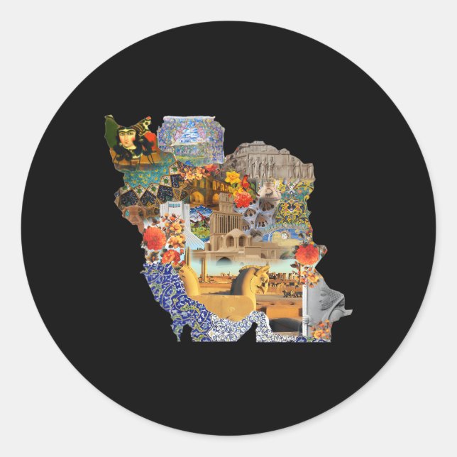 Meydan Shahyad Meydan Azadi Iran Karte Persische K Runder Aufkleber (Vorderseite)