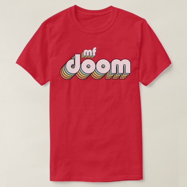 Mf Doom Retro Rainbow Typografie verblasster Stil T-Shirt (Design vorne)