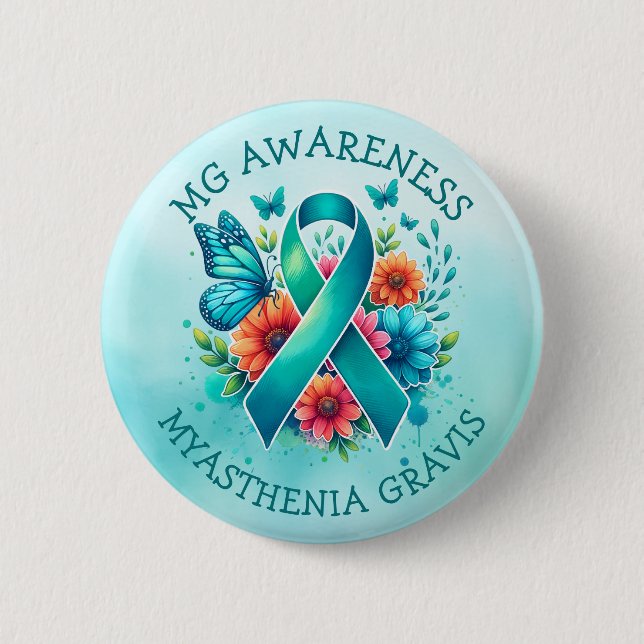 MG-Bewusstsein | Myasthenia Gravis Ribbon Button (Vorderseite)
