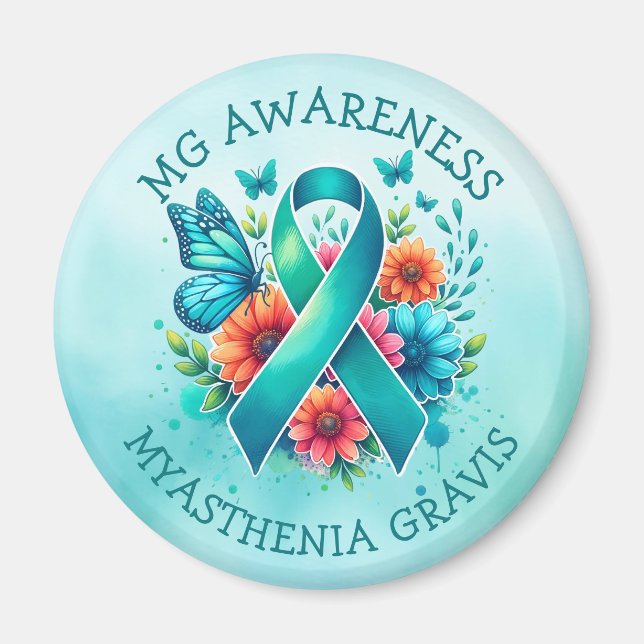 MG-Bewusstsein | Myasthenia Gravis Ribbon Magnet (Vorne)
