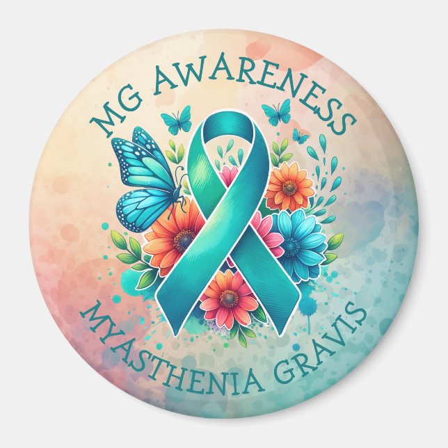 MG-Bewusstsein | Myasthenia Gravis Ribbon Magnet (Vorne)