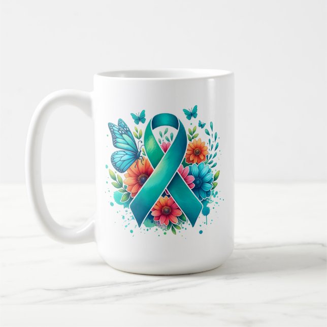 MG-Bewusstsein | Myasthenia Gravis Warrior Ribbon Kaffeetasse (Links)