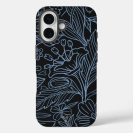 MG Black Botanical Pattern IPhone Fall 16 Hülle